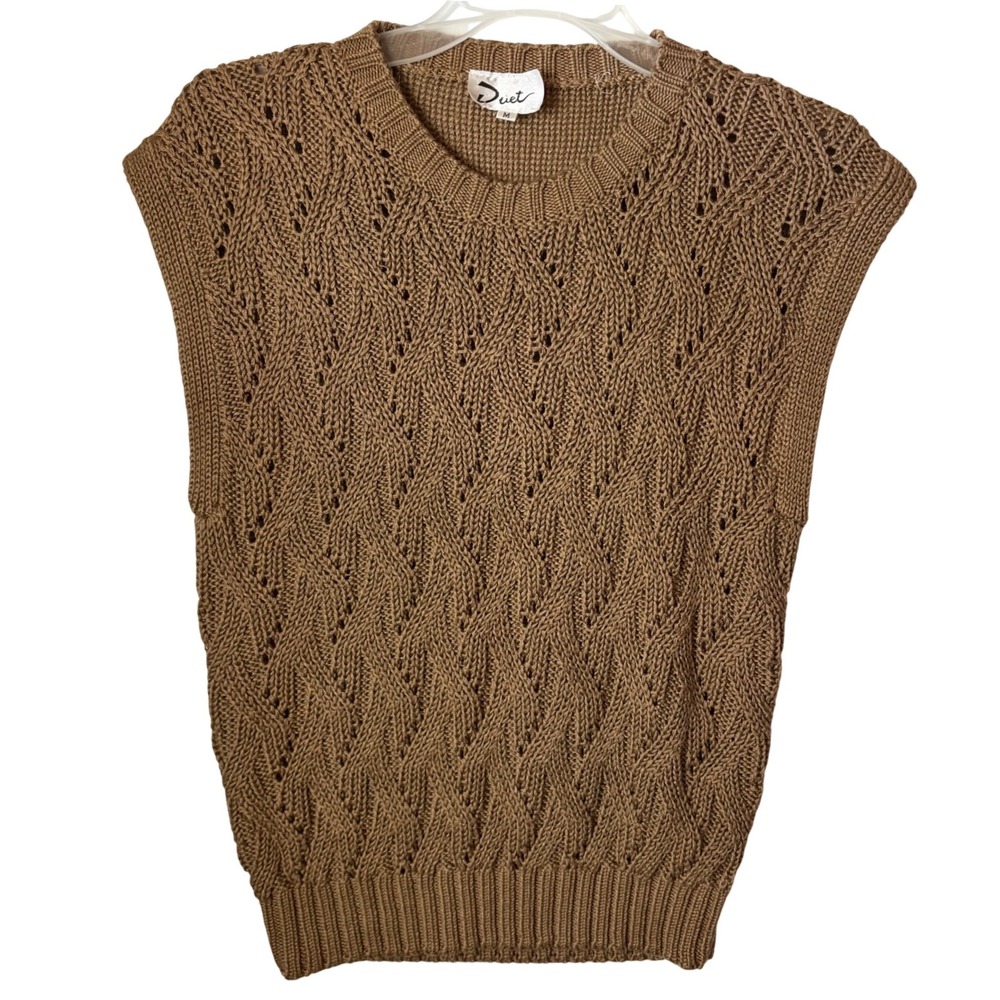 Vintage‎ Duet Sweater Vest Womens M Brown Chunky Cable Knit Grandmacore Earthy